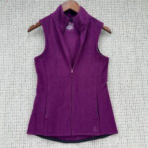 Cuddl Duds Vest Women's Size S Plum Fleecewear W/ Stretch Pockets Zip Closure